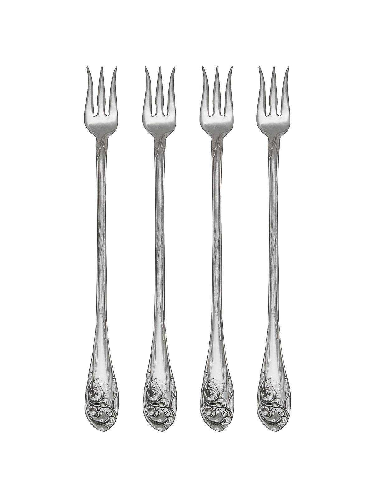 Vintage 1904 Fleur de Luce Silver Plate Oyster Forks Set of Four Weston Table