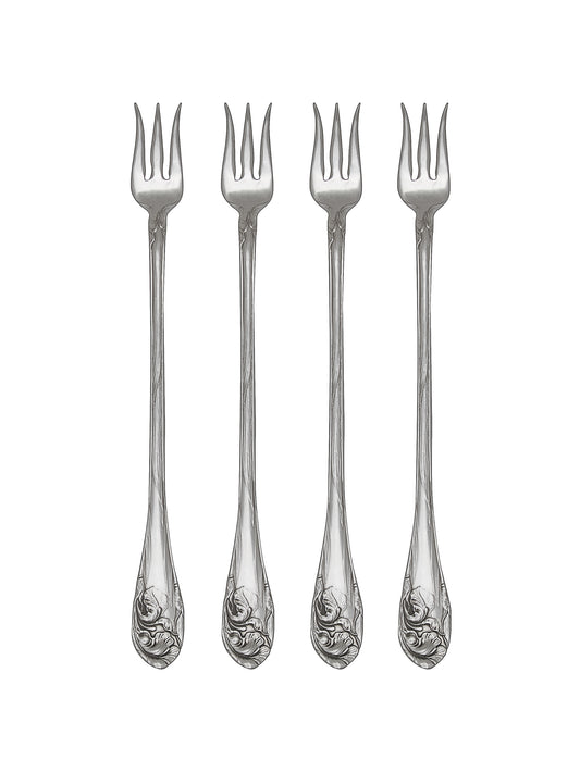 Vintage 1904 Fleur de Luce Silver Plate Oyster Forks Set of Four Weston Table