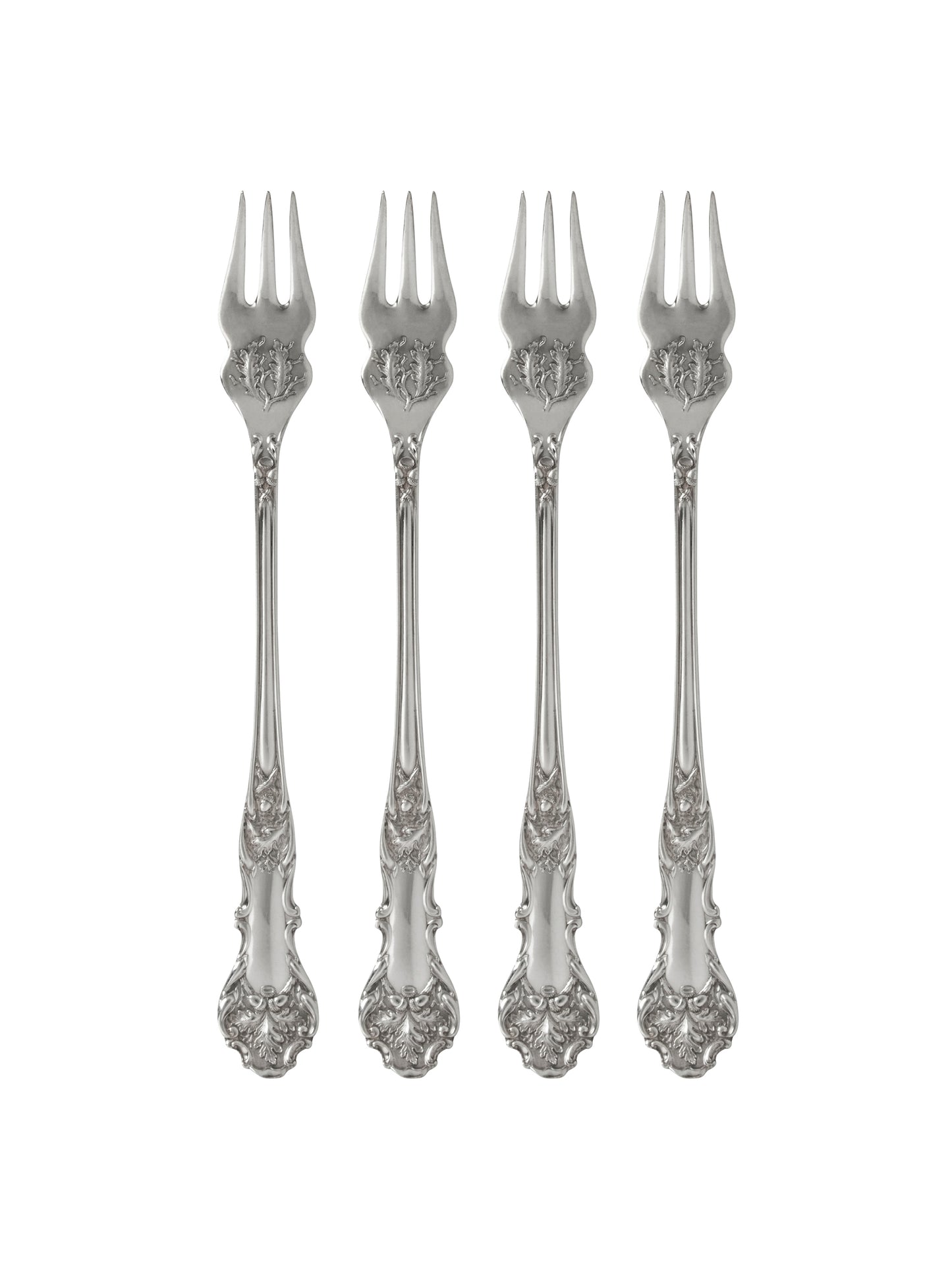 Vintage 1906 Charter Oak Silver Plate Oyster Forks Set of Four Weston Table