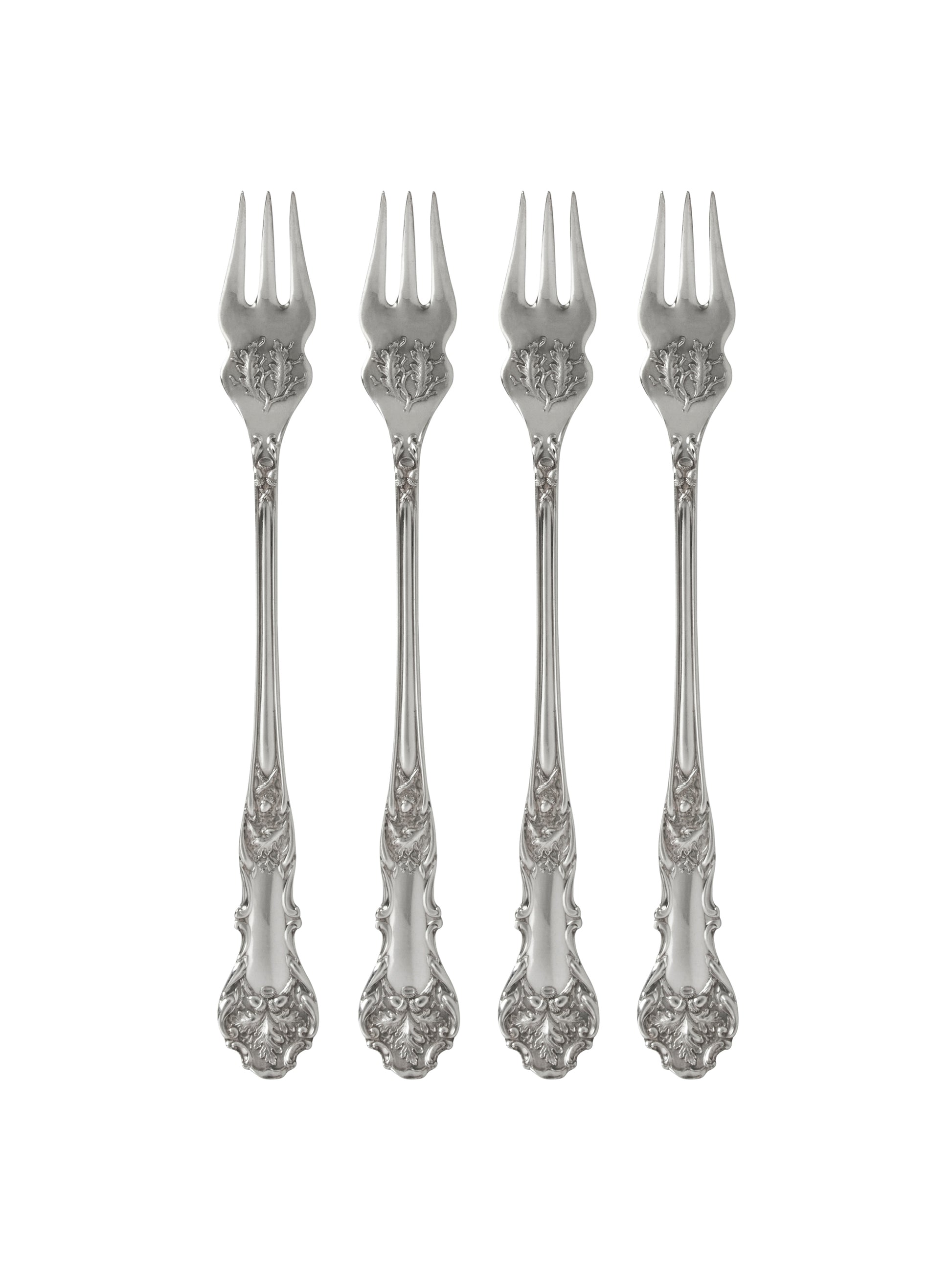 Vintage 1906 Charter Oak Silver Plate Oyster Forks Set of Four Weston Table