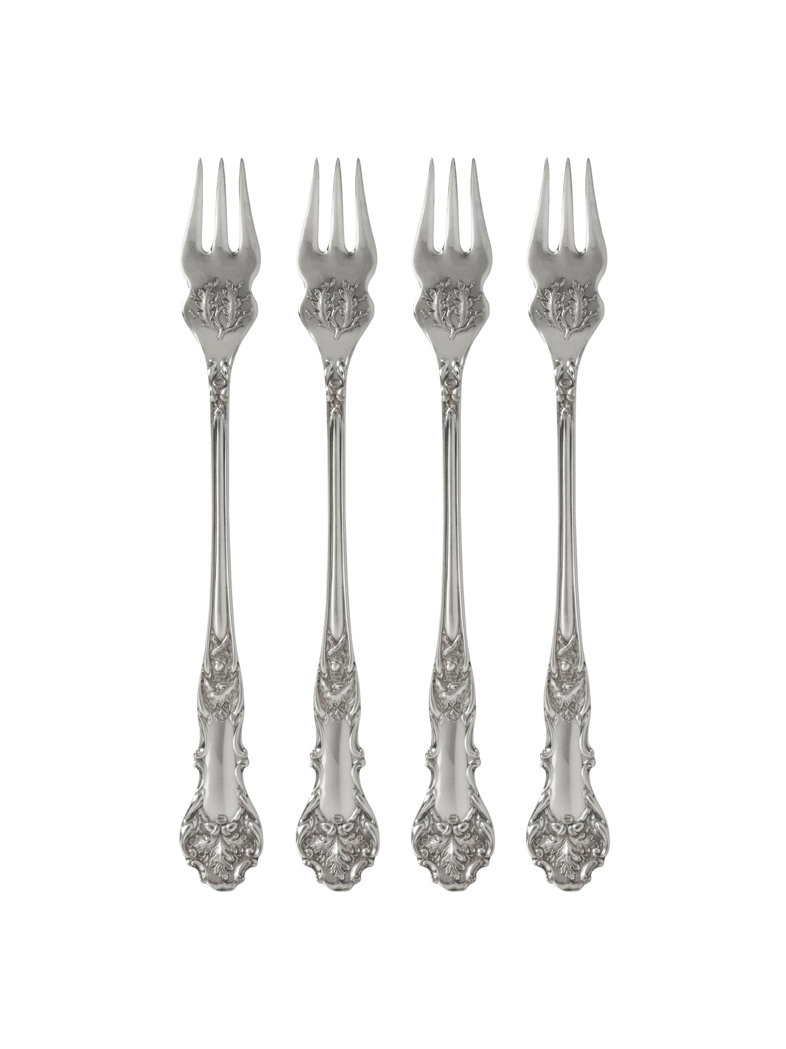 Vintage 1906 Charter Oak Silver Plate Oyster Forks Set of Four Weston Table