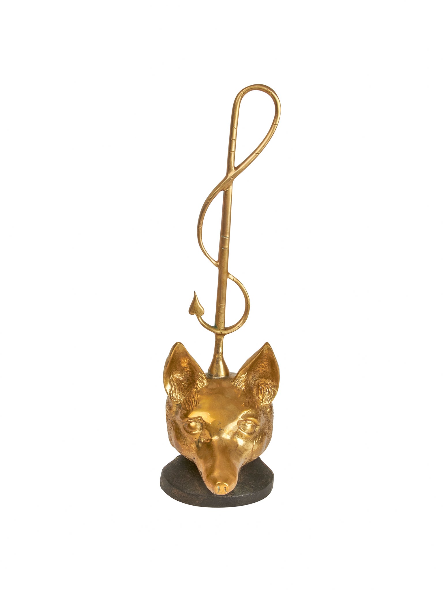 Vintage 1910 English Brass Fox Doorstop Style Two Weston Table