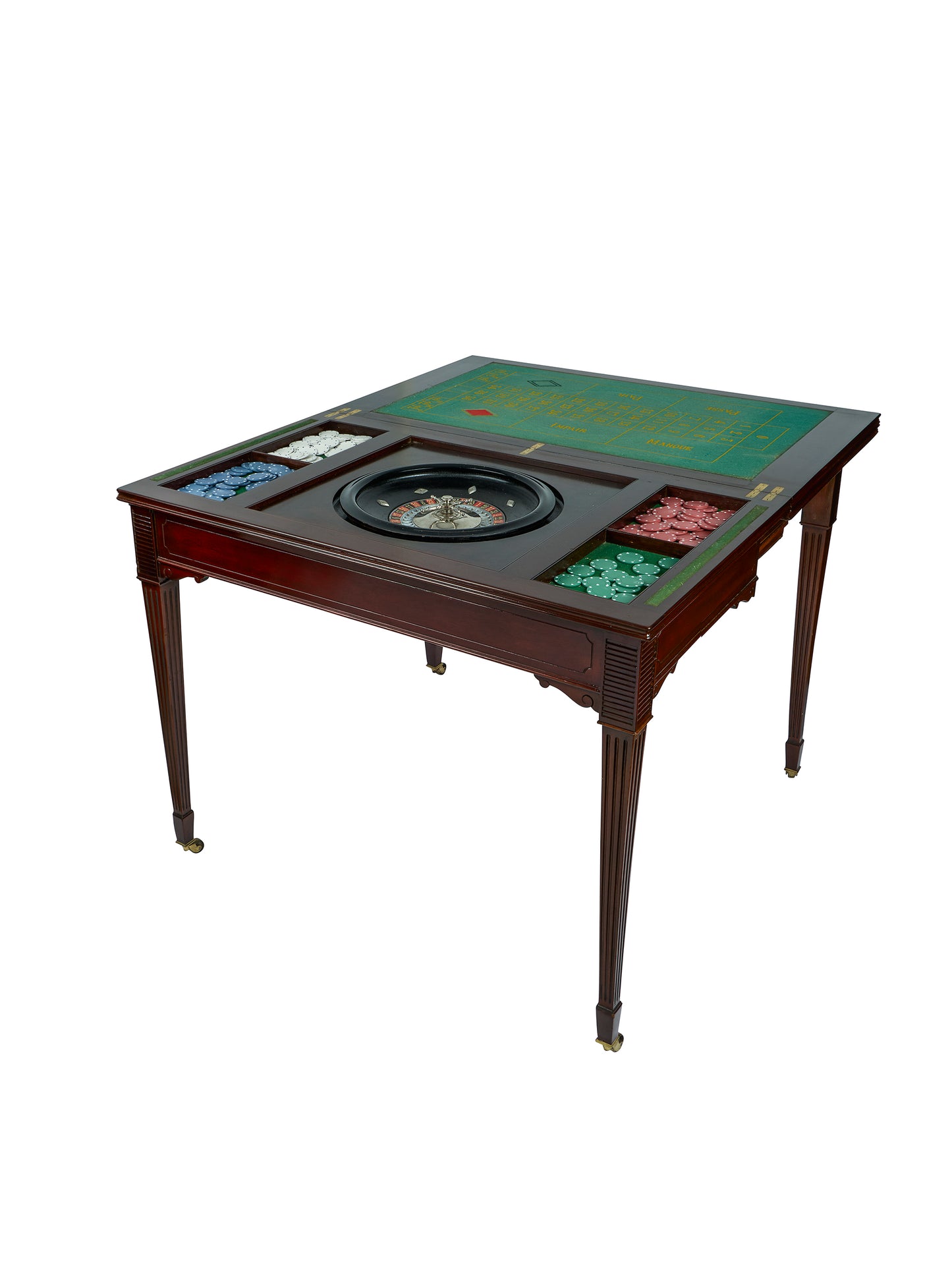 Vintage 1910 English Mahogany Roulette and Poker Table Weston Table