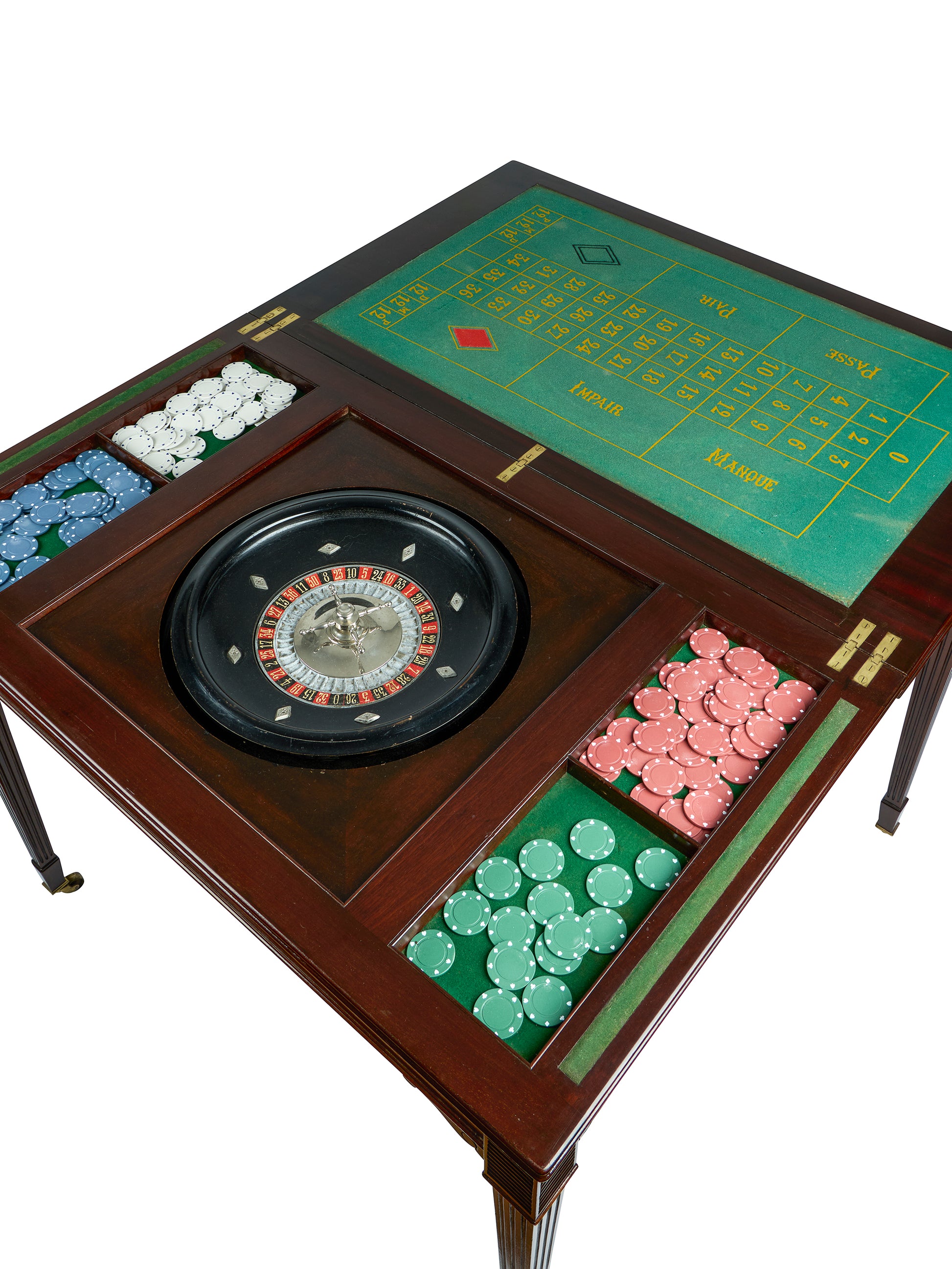 Vintage 1910 English Mahogany Roulette and Poker Table Weston Table