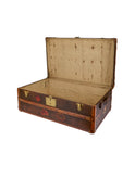 Vintage 1910 French Brass Trimmed Wood Traveler's Trunk One Weston Table
