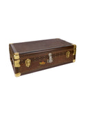 Vintage 1910 French Brass Trimmed Wood Traveler's Trunk Two Weston Table