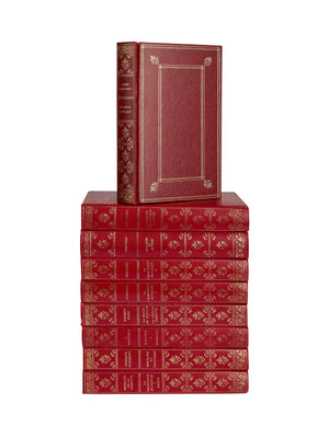  Vintage 1910 Gustave Flaubert Red Leather Bound Books Weston Table 