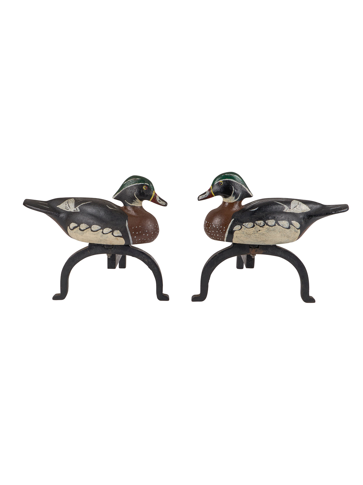 Vintage 1910 Liberty Foundry Mallard Andirons Weston Table