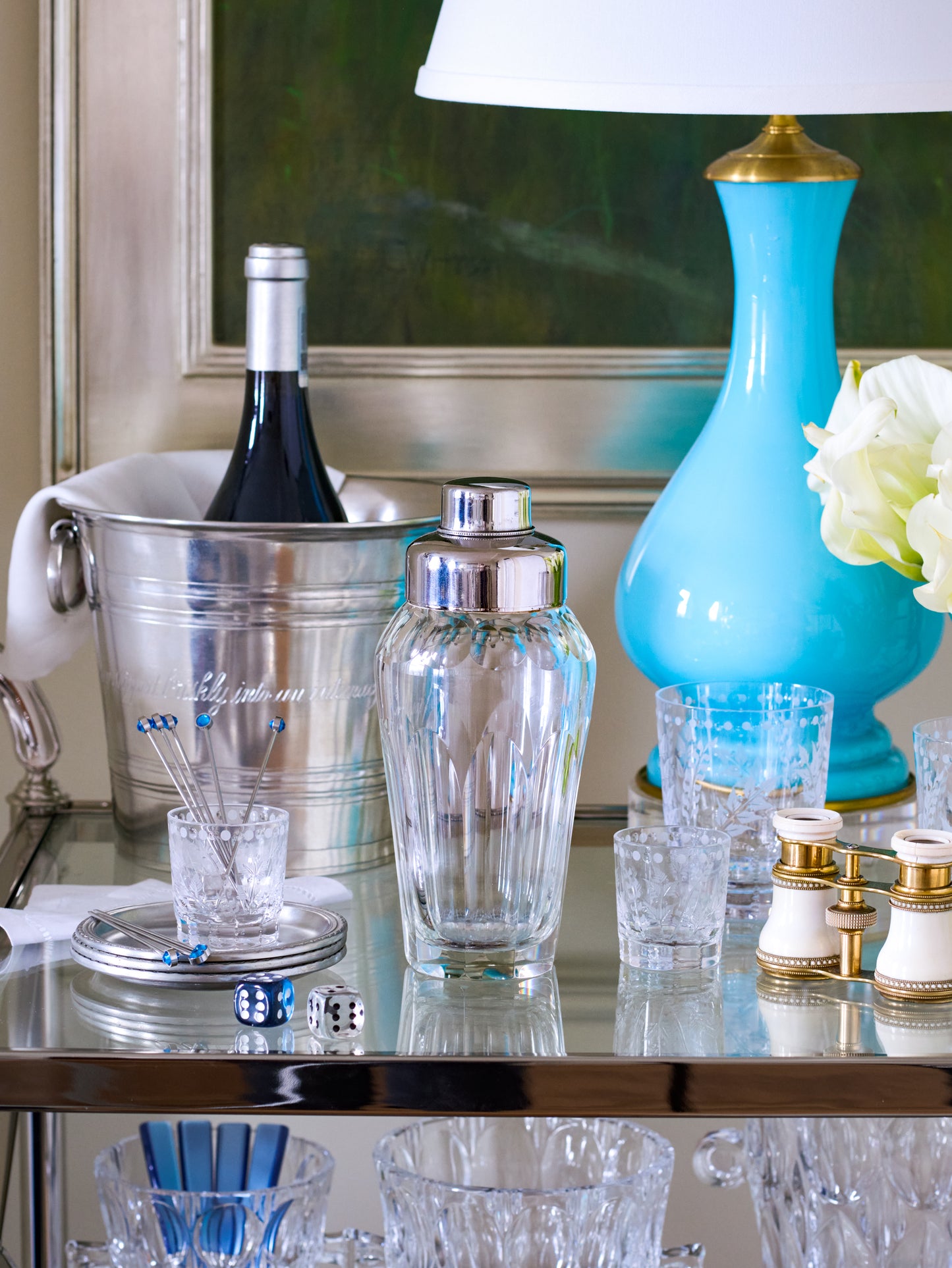 Vintage 1910s English Crystal Cocktail Shaker Weston Table