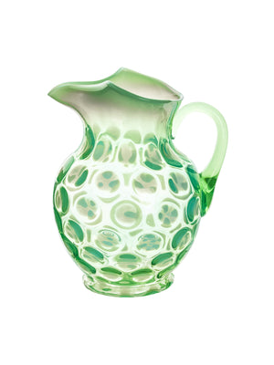  Vintage 1910s Fenton Green Opalescent Coin Spot Pitcher Weston Table 