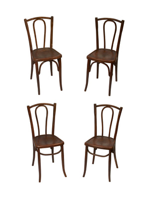  Vintage 1910s French Bistro Chairs Set of Four Weston Table 