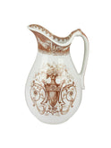 Vintage 1910s French Brown and White Transferware Pitcher Weston Table