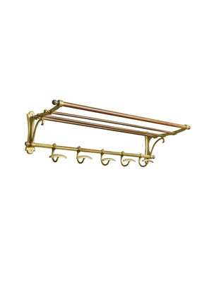  Vintage 1910s French Five Hook Brass Coat Rack Weston Table 