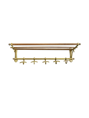 Vintage 1910s French Five Hook Brass Coat Rack Weston Table 
