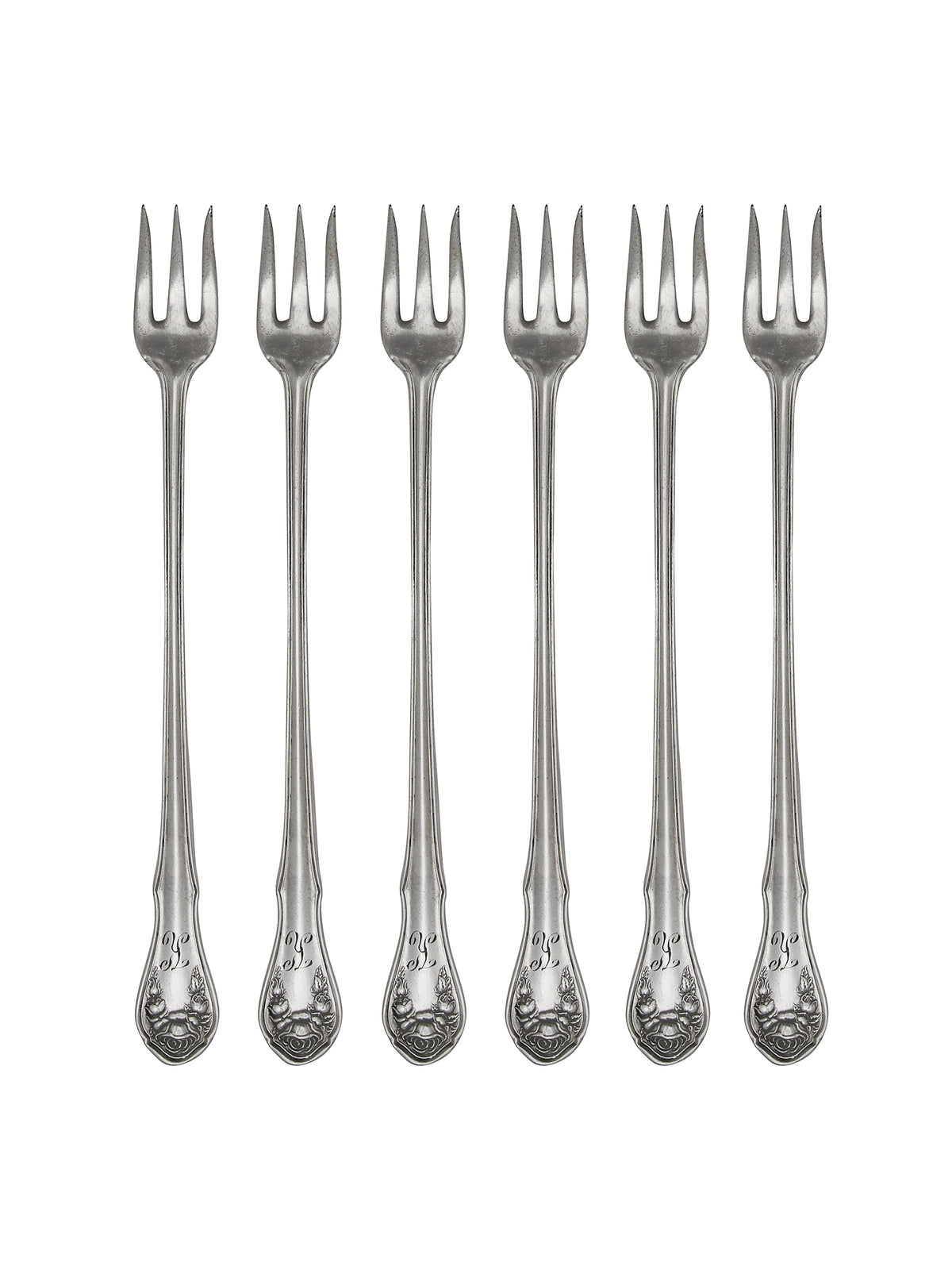 Vintage 1911 Bridal Rose Silver Plate Oyster Forks Set of Six Weston Table