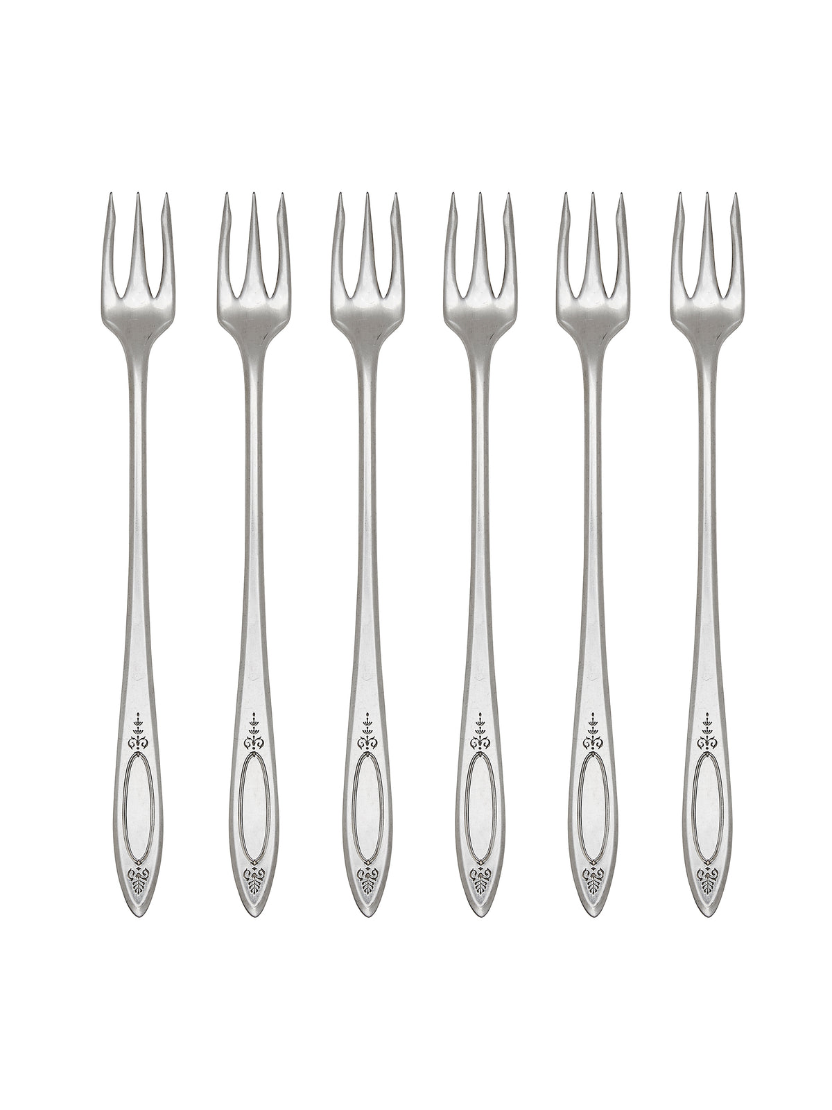 Vintage 1917 Adam Silver Plate Oyster Forks Set of Six Weston Table