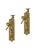 Vintage 1920 French Brass Cherub Wall Candlesticks Weston Table