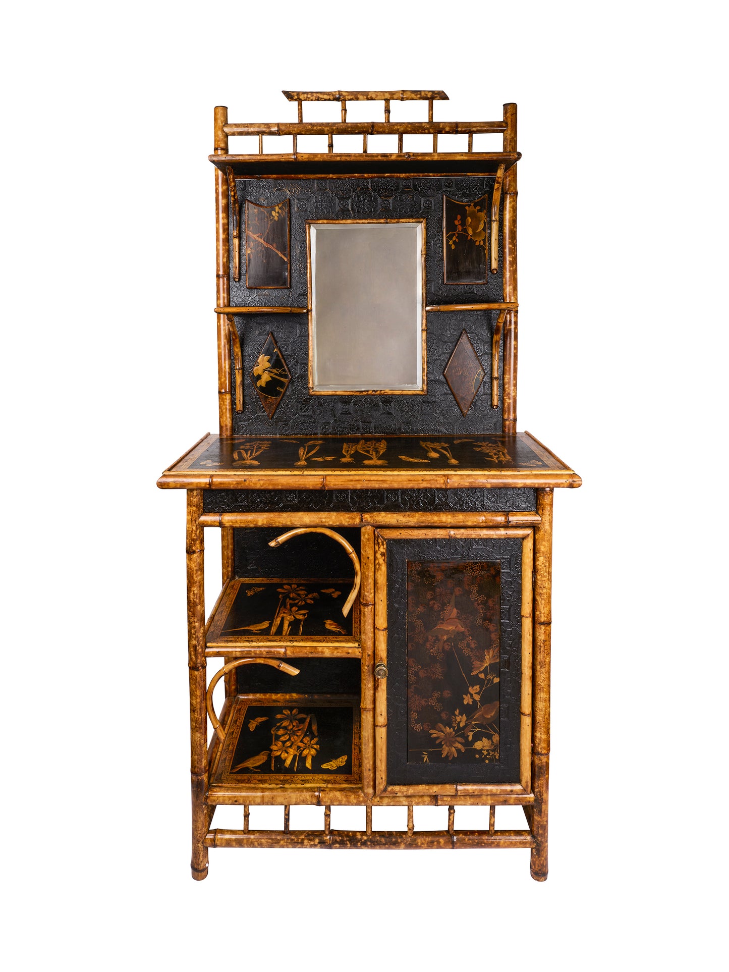 Vintage 1920s Bamboo Decoupaged Etager Weston Table