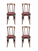 Vintage 1920s Bistro Chairs with Red Leather Seats Set of Four Weston Table