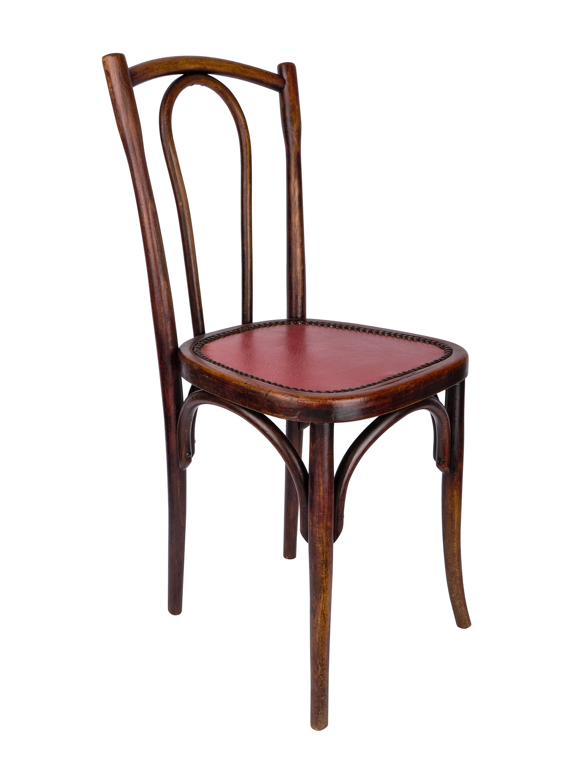 Vintage 1920s Bistro Chairs with Red Leather Seats Weston Table