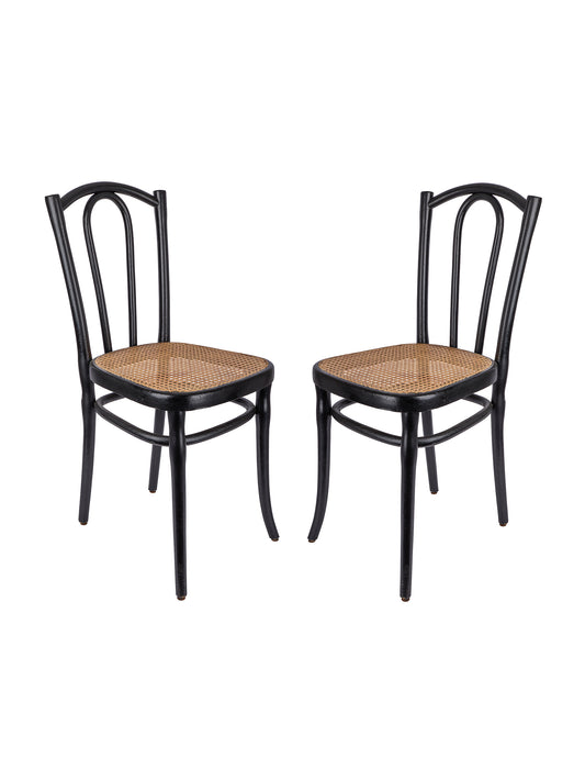 Vintage 1920s Black Bistro Chair Pair Weston Table