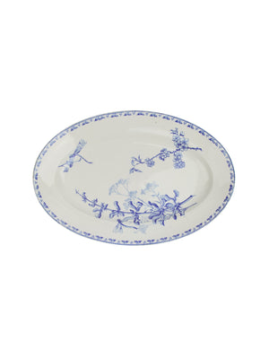 Vintage 1920s Blue Floral Ironstone Transferware Oval Plate Weston Table 