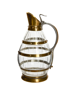  Vintage 1920s Brass Coopered Glass Lidded Wine Jug Weston Table 