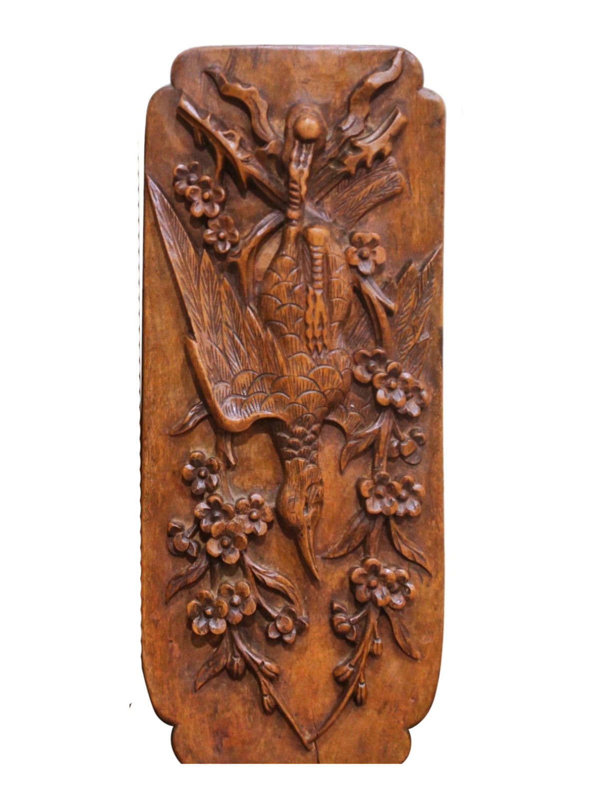 Vintage 1920s Carved Walnut Pheasant Wall Panel Two Weston Table