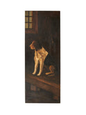 Vintage 1920s English Dog Oil Painting Weston Table