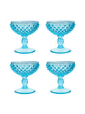 Vintage 1920s Fenton Hobnail Blue Ice Cream Cups Set of Four Weston Table