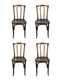 Vintage 1920s French Brown Bistro Chairs Set of Four Weston Table