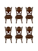 Vintage 1920s French Carved Oak Chairs Set of Six Weston Table