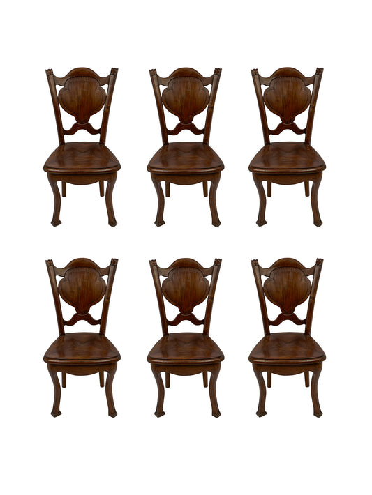 Vintage 1920s French Carved Oak Chairs Weston Table