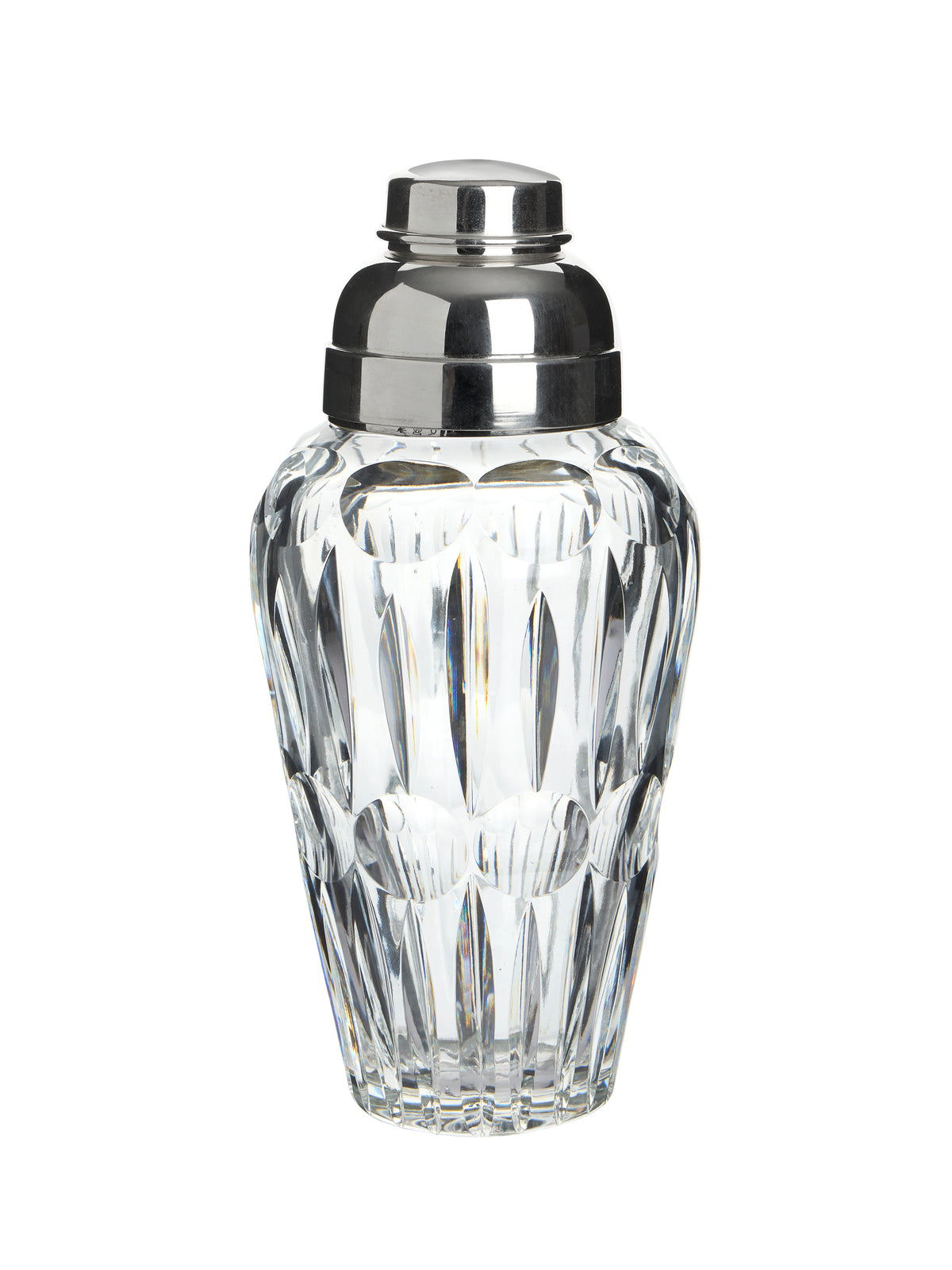 Vintage 1920s French Crystal Cocktail Shaker with Silver Plate Mount Weston Table