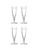 Vintage 1920s French Crystal Engraved Champagne Flutes Set of Four Weston Table