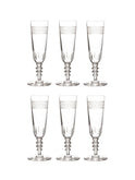 Vintage 1920s French Crystal Engraved Champagne Flutes Set of Six Weston Table