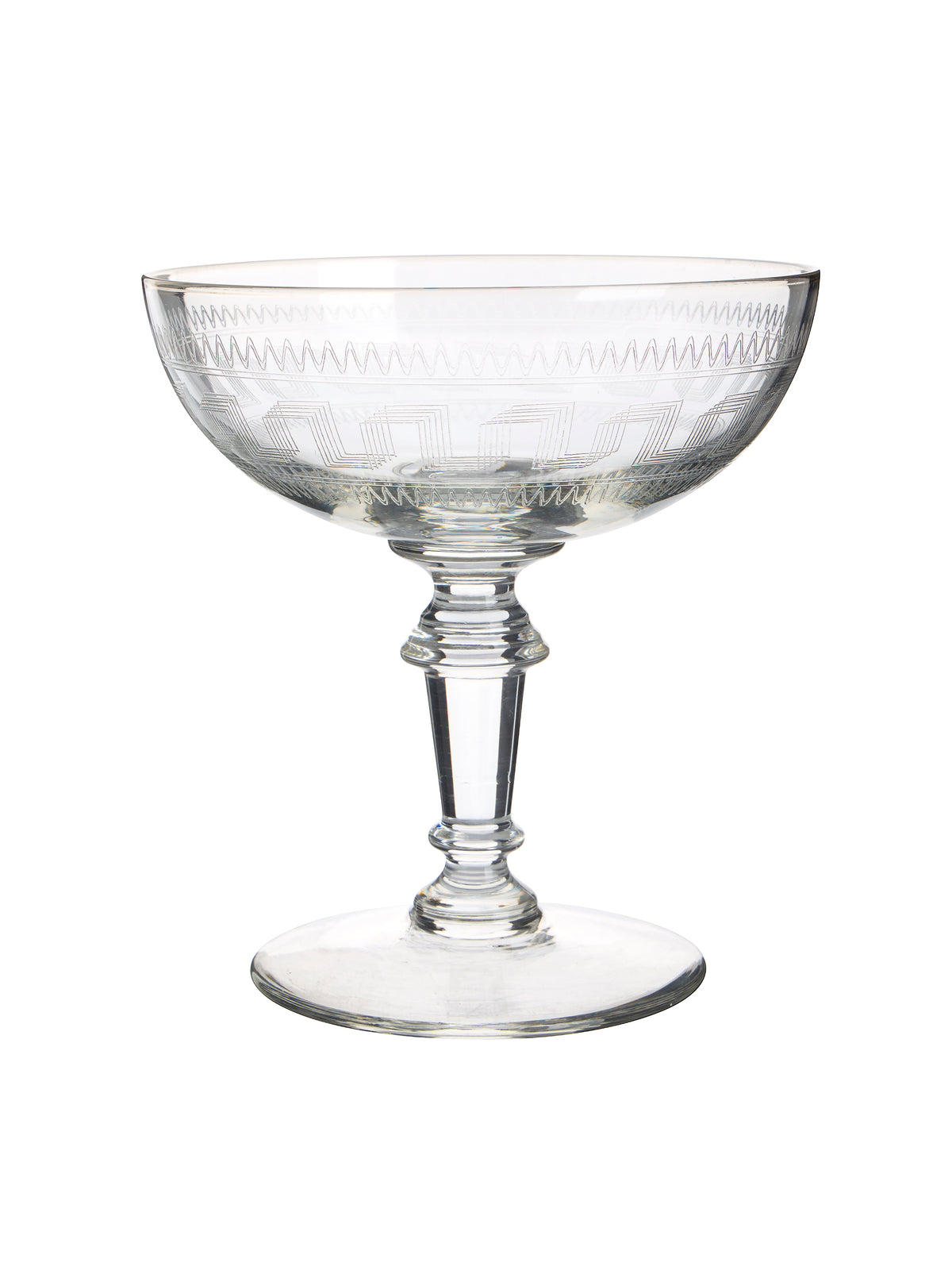 Vintage 1920s French Geometric Etched Cocktail Glasses Weston Table