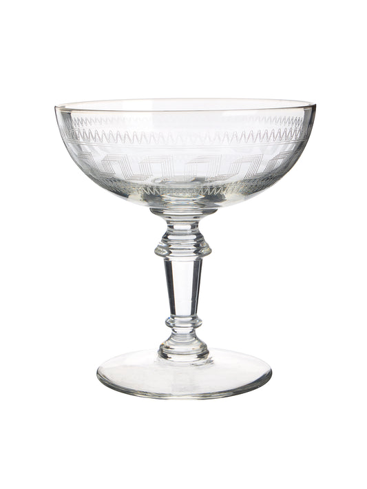 Vintage 1920s French Geometric Etched Cocktail Glasses Weston Table