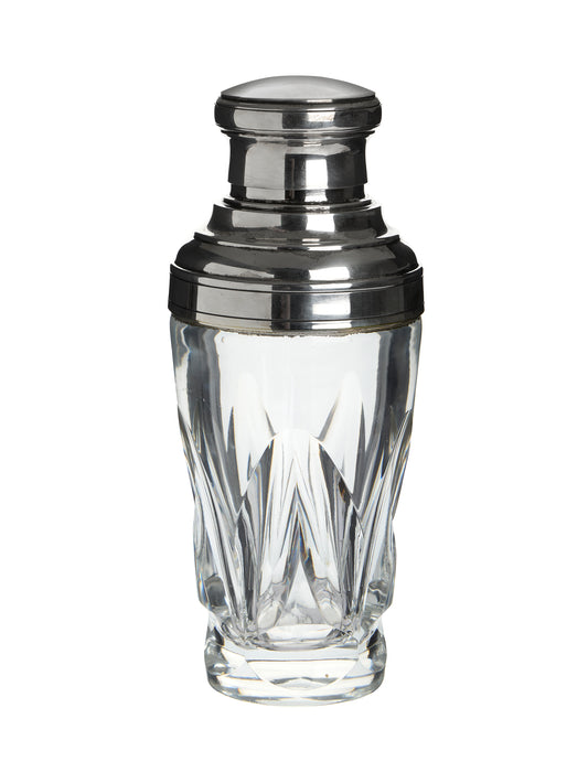 Vintage 1920s French Glass Cocktail Shaker with Silver Plate Top Weston Table