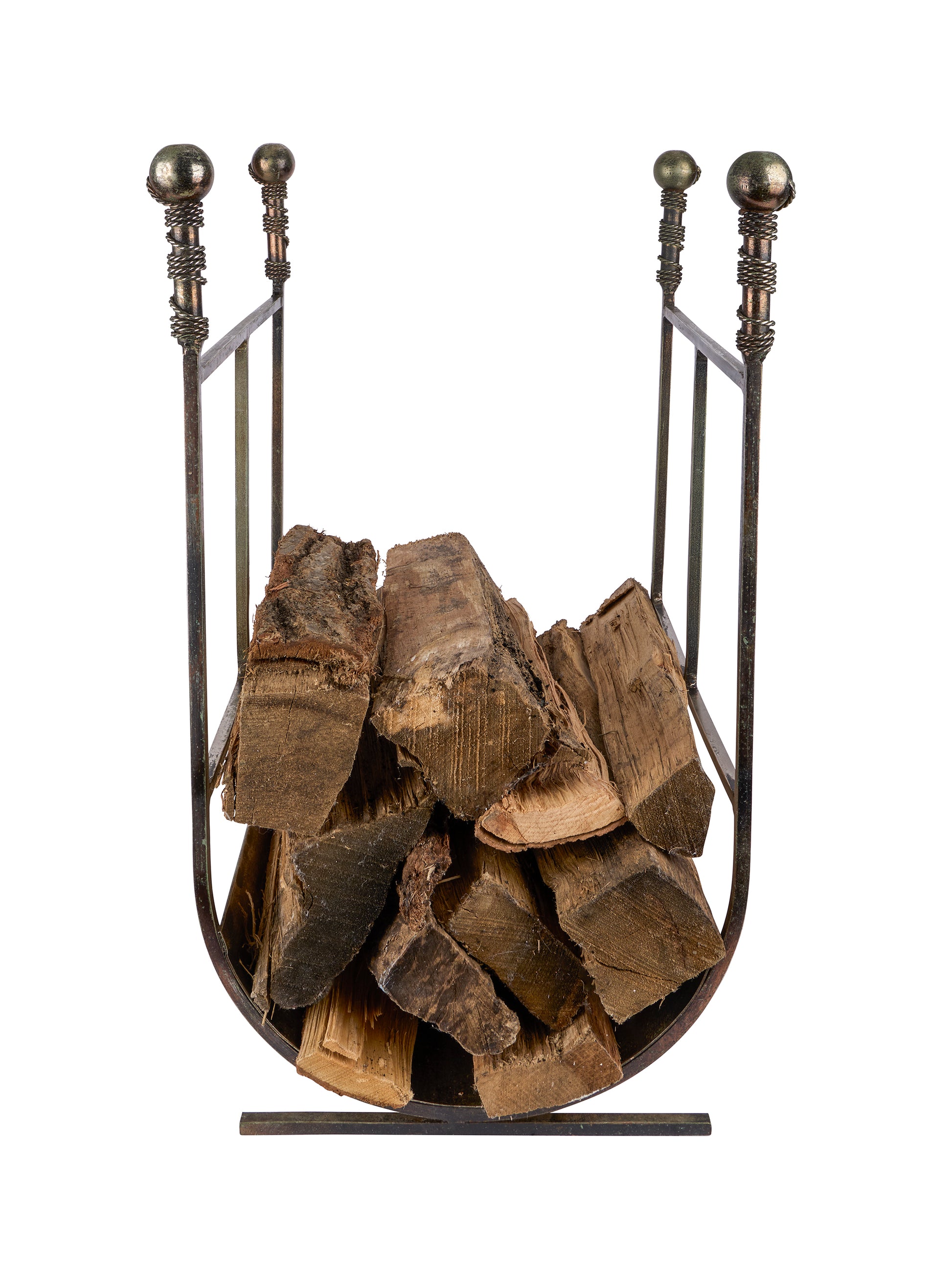 Vintage 1920s French Iron and Brass Wood Holder Weston Table