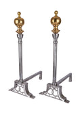 Vintage 1920s French Large Iron and Brass Andirons Weston Table