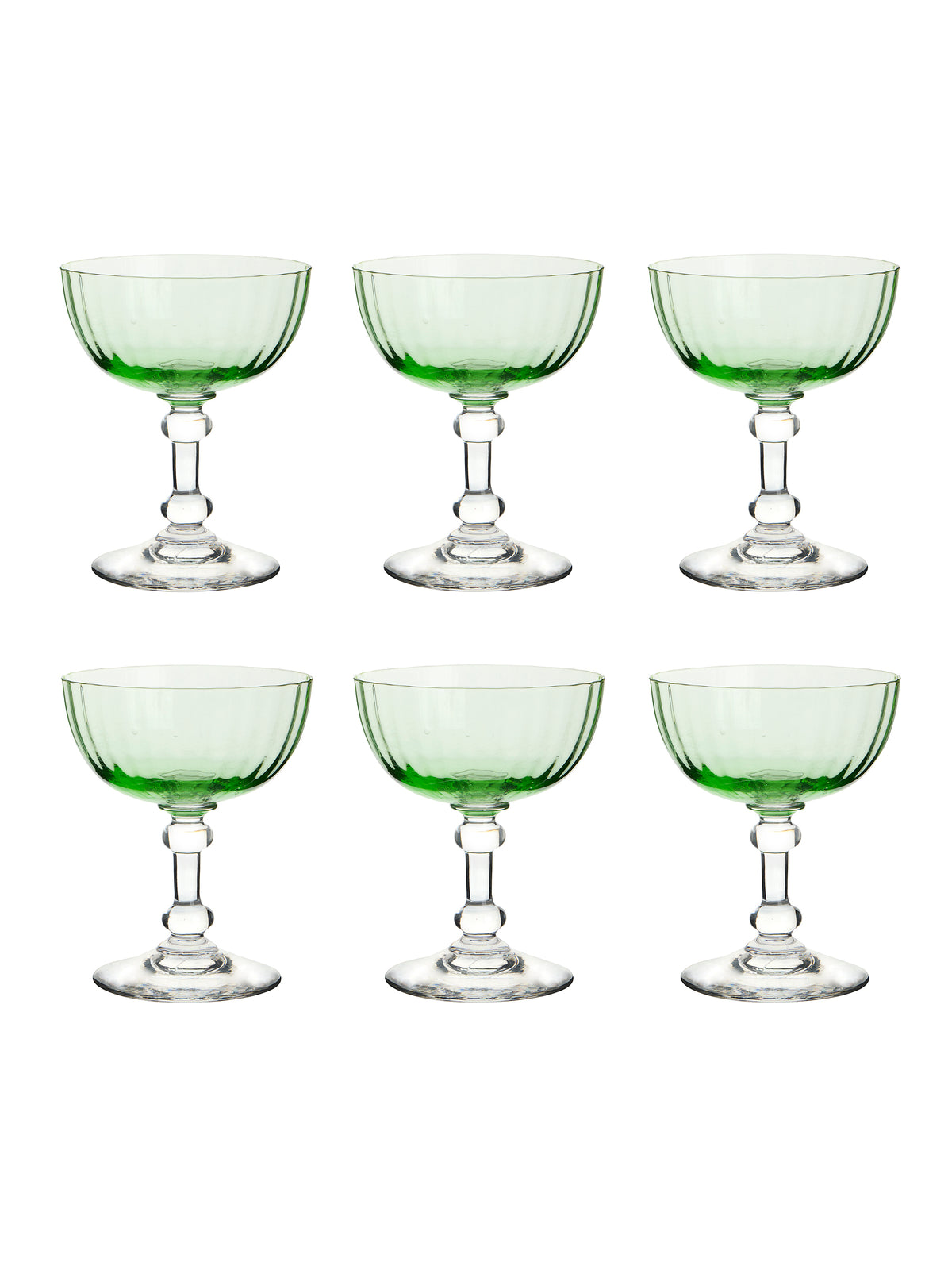 Vintage 1920s French Light Green Cocktail Coupes Set of Six Weston Table