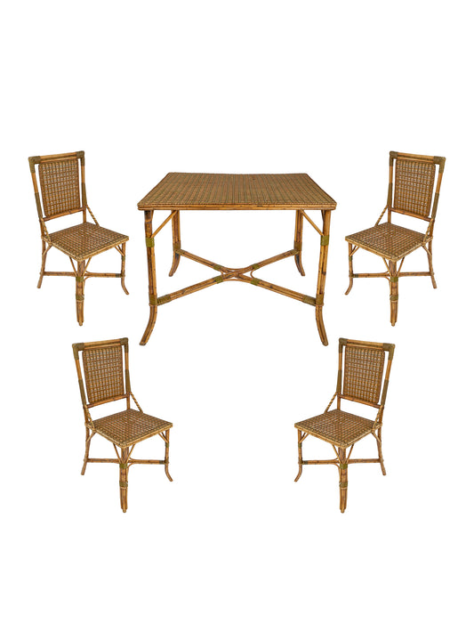 Vintage 1920s French Wicker Table and Chairs Table Weston Table