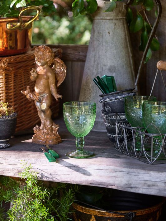 Vintage Green Sandwich Glasses Set of Four Weston Table