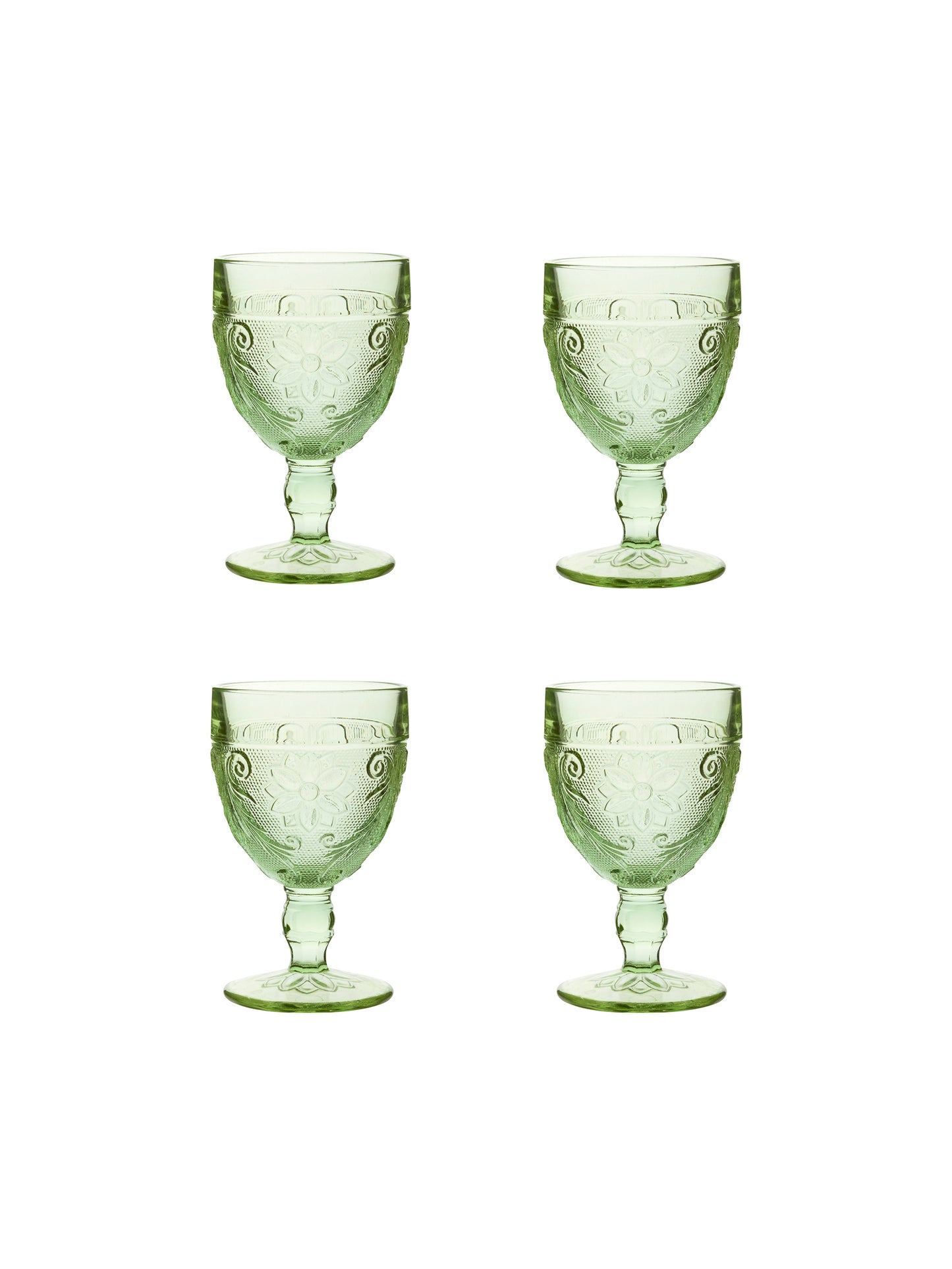 Vintage 1920s Green Sandwich Glasses Set of Four Weston Table