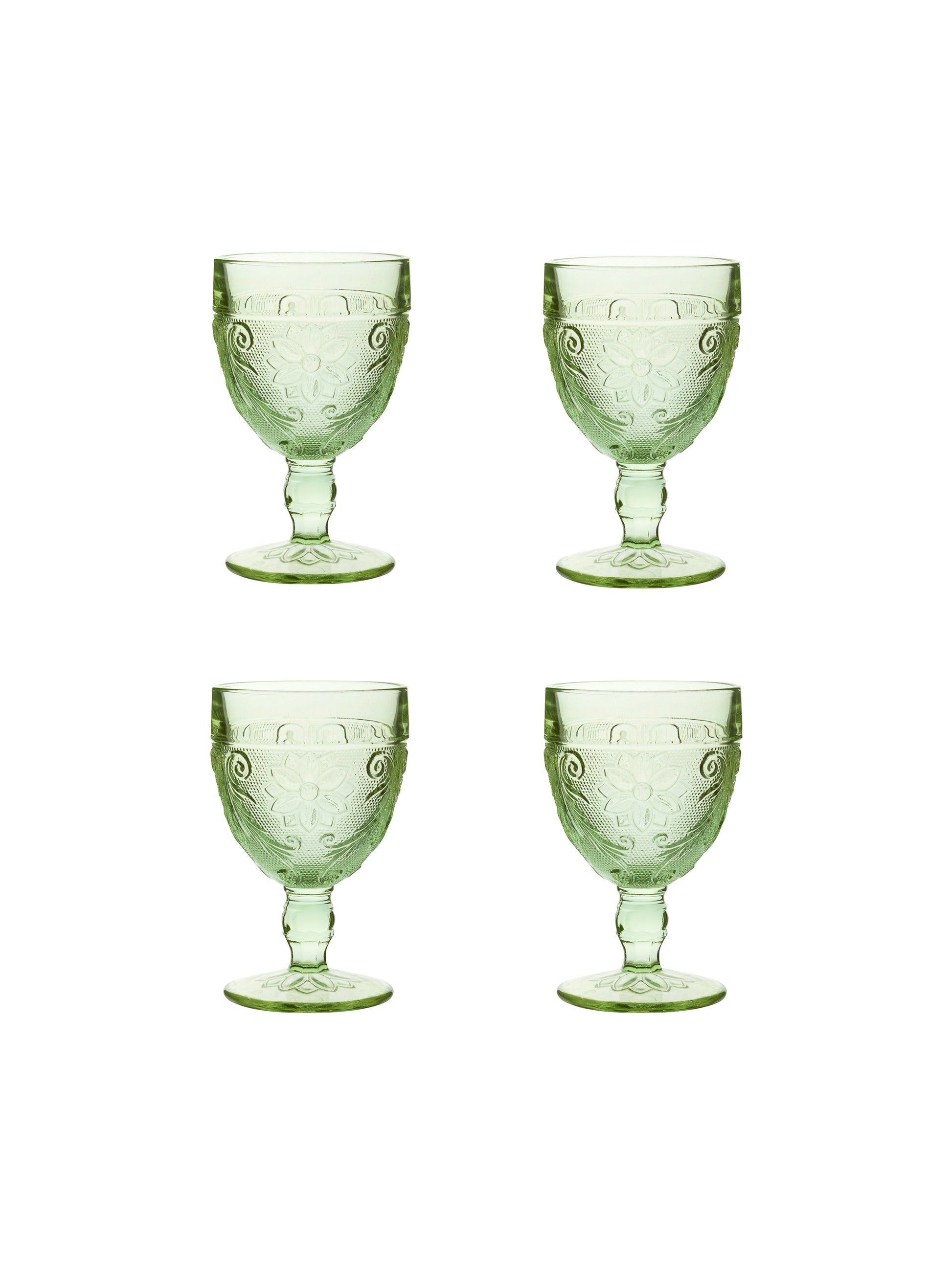 Vintage 1920s Green Sandwich Glasses Set of Four Weston Table
