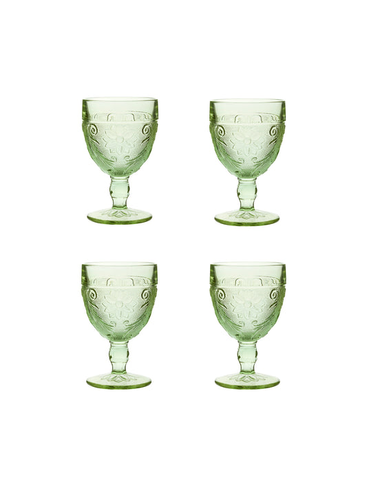 Vintage 1920s Green Sandwich Glasses Set of Four Weston Table
