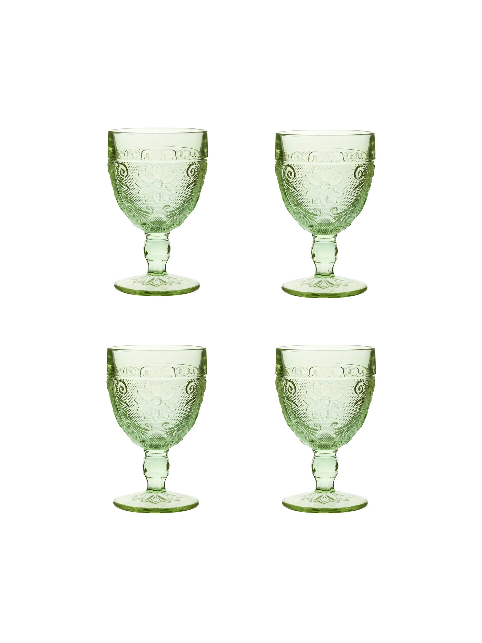 Vintage 1920s Green Sandwich Glasses Set of Four Weston Table