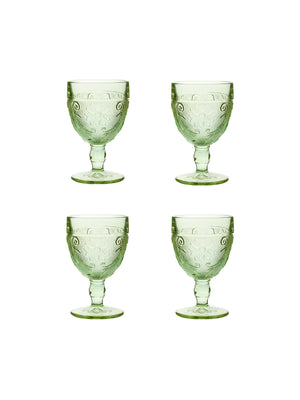  Vintage 1920s Green Sandwich Glasses Set of Four Weston Table 