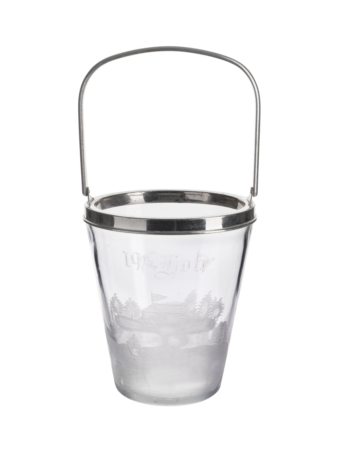 Vintage 1920s Hawks 19th Hole Etched Ice Bucket Weston Table